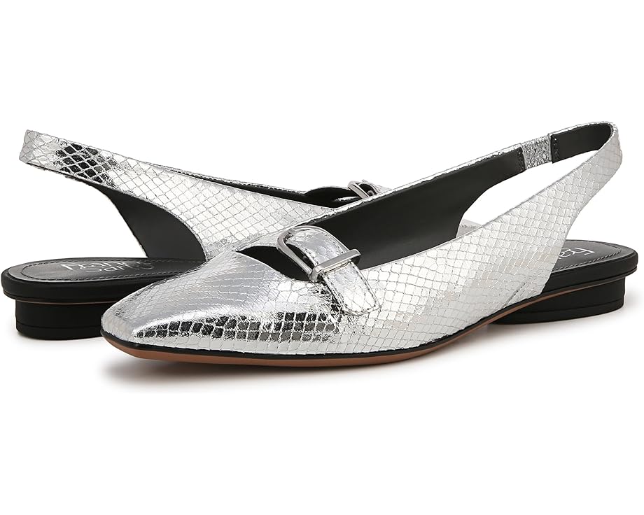 フランコサルト 銀色 シルバー レザー レディース 【 FRANCO SARTO CARANA SLINGBACKS / SILVER SNAKE FAUX LEATHER 】