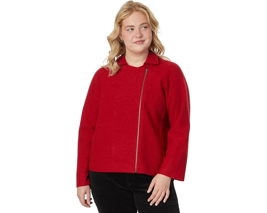 アイリーンフィッシャー ジャケット レディース 【 EILEEN FISHER PLUS SIZEMOTORCYCLE JACKET WITH ZIP FRONT / SCARLET 】