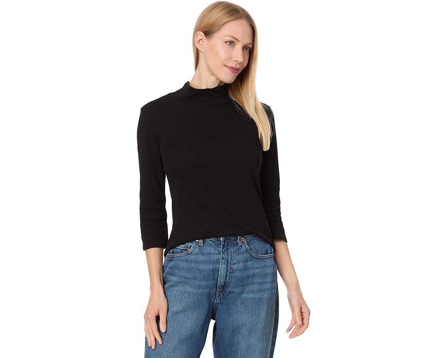 マイケルスターズ スターズ スリーブ Tシャツ 黒色 ブラック レディース 【 MICHAEL STARS NICO 3/4 SLEEVE MOCK NECK TEE / BLACK 】 レディースファッション トップス カットソー