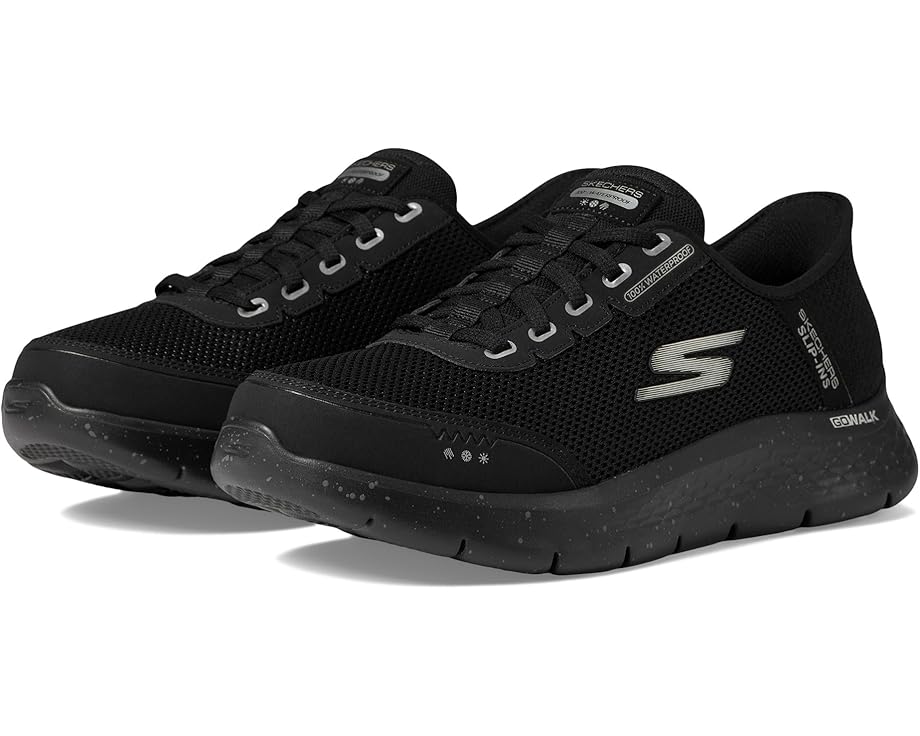 スケッチャーズ 演芸 無償性 ウォーク 黒いこと 黒いこと 100% スニーカー メンズ 【 SKECHERS PERFORMANCE HANDS FREE SLIP-INS GO WALK FLEX - WATERPROOF / BLACK BLACK 】 靴-スニーカー