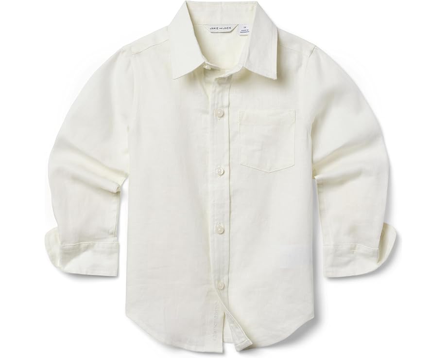 ジャニーアンドジャック 白いこと 白いこと 御坊っちゃん キッズ 【 JANIE AND JACK LINEN ROLL UP SHIRT / WHITE 】 もの言う花 マタニティ トップス プルオーバー カットソー