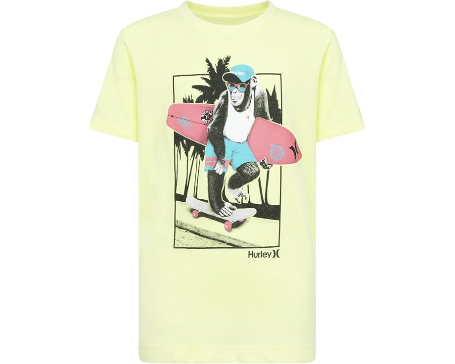 ハーレー モンキー グラフィック Tシャツ 黄色 イエロー ジュニア キッズ 【 HURLEY KIDS MONKEY SEE GRAPHIC T-SHIRT / HEAVENLY YELLOW 】 ベビー マタニティ トップス カットソー