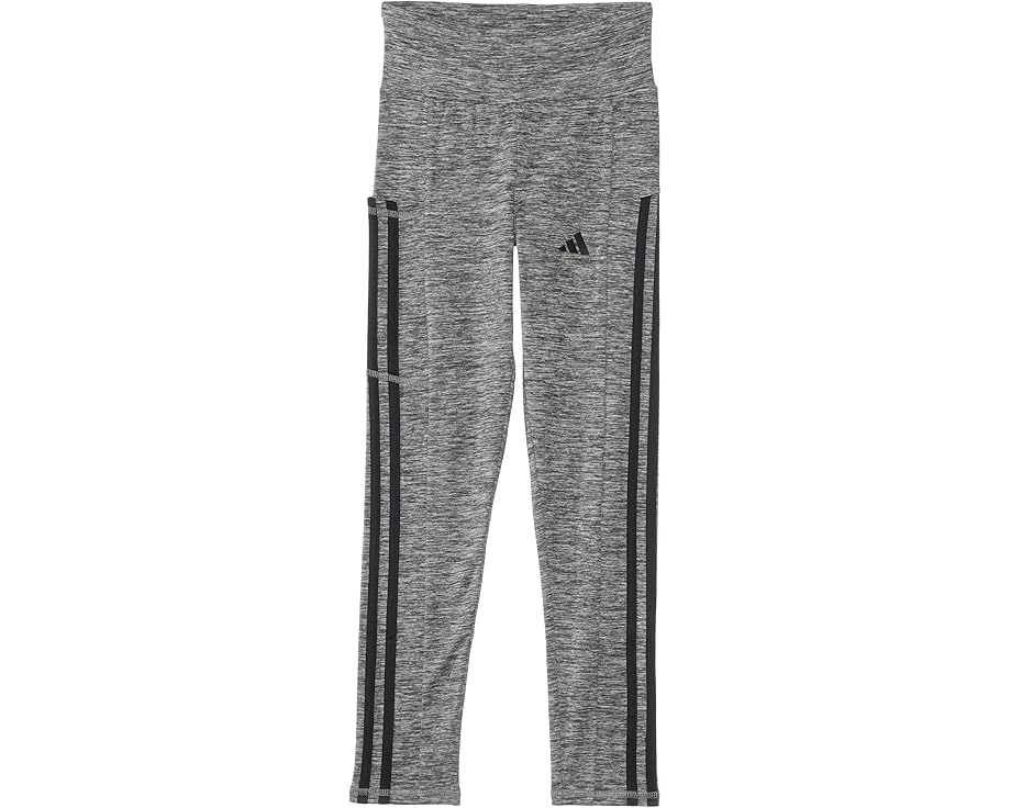 アディダス ストライプ レギンス タイツ 灰色 グレー ヘザー ジュニア キッズ 【 ADIDAS KIDS 3 STRIPE MELANGE CELLPHONE POCKET LEGGINGS / DARK GREY HEATHER 】 ベビー マタニティ ボトムス パンツ