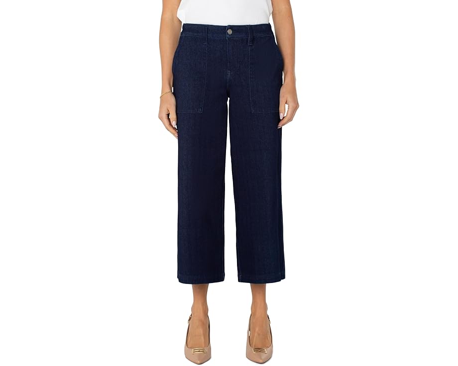 ニット デニム カーゴ 藍色 インディゴ ロサンゼルス レディース 【 LIVERPOOL LOS ANGELES WIDE LEG KNIT DENIM CARGO W/ ELASTIC BACK WB / INDIGO RINSE 】 レディースファッション ボトムス パンツ