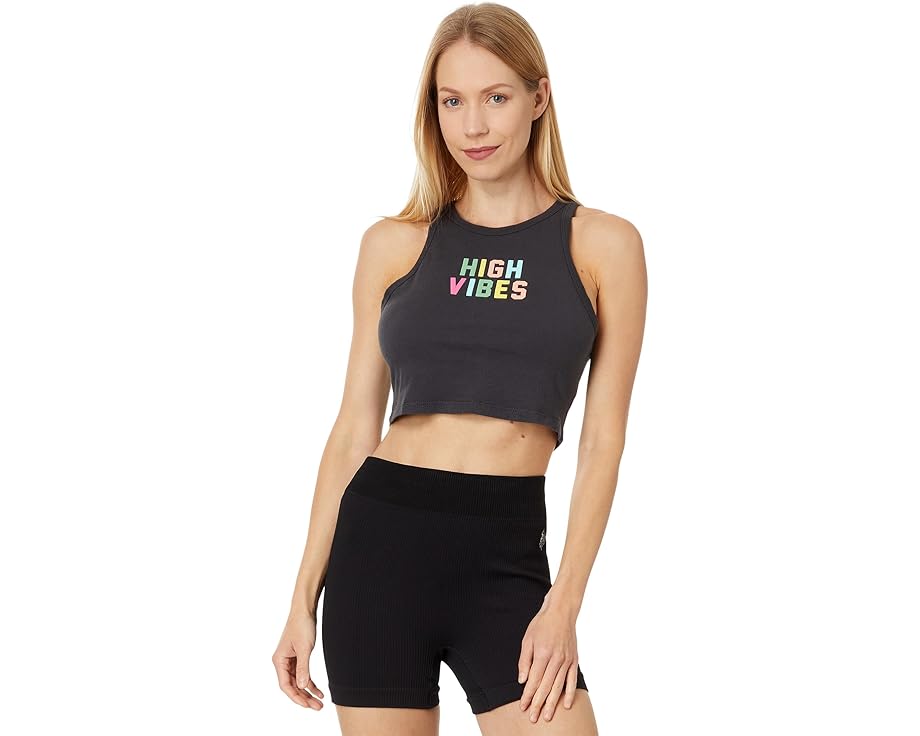 スピリチュアルギャングスター ハイ クロップ タンクトップ 黒色 ブラック レディース 【 SPIRITUAL GANGSTER HIGH VIBES SIENNA CROP TANK / BLACK 】 レディースファッション トップス Tシャツ カットソー