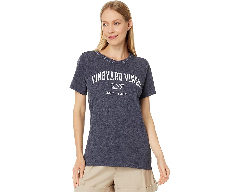 ヴィニヤードヴァインズ Tシャツ 紺色 ネイビー ヘザー レディース 【 VINEYARD VINES HERITAGE VV SS DUNES TEE / NAUTICAL NAVY HEATHER 】 レディースファッション トップス カットソー