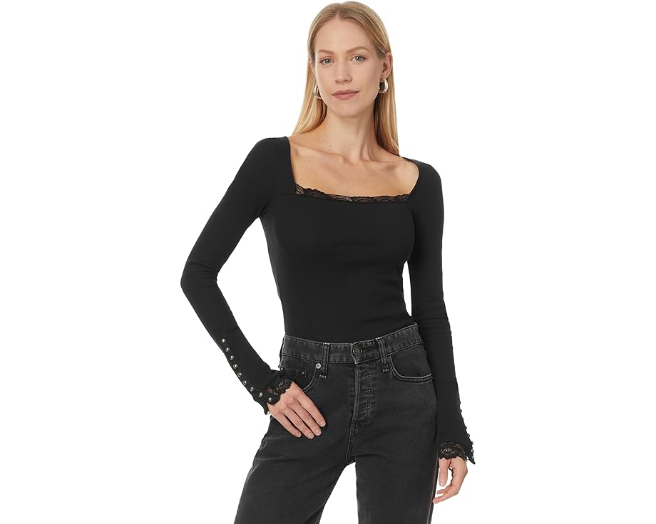 フリーピープル フリー スリーブ 黒色 ブラック 長袖 レディース 【 FREE PEOPLE CUFF IT LONG SLEEVE / BLACK 】 レディースファッション トップス Tシャツ カットソー