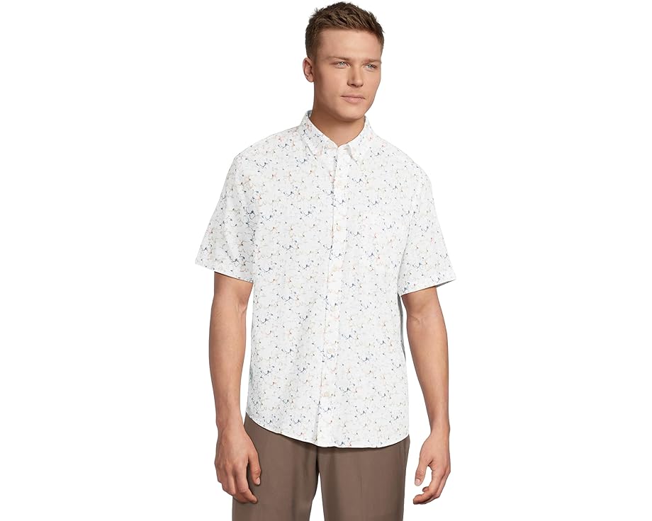 ジョンストンアンドマーフィー スリーブ 白色 ホワイト & 半袖 メンズ 【 JOHNSTON & MURPHY SHORT SLEEVE FLORAL PRINT LINEN SHIRT / WHITE MULTI 】 メンズファッション トップス Tシャツ カットソー