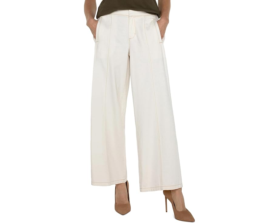 ロサンゼルス レディース 【 LIVERPOOL LOS ANGELES WIDE LEG MID-RISE TROUSER WITH ELASTIC BACK WAISTBAND / ANTIQUE ECRU 】 ブーツ｜スニケス