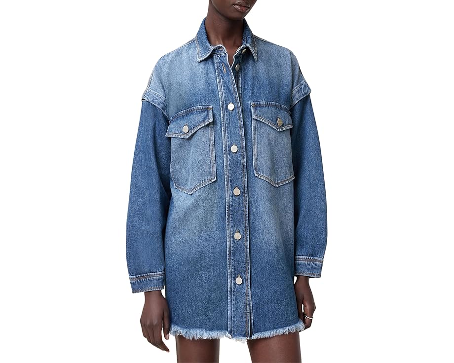オールセインツ ドレス ミッド 藍色 インディゴ レディース 【 ALLSAINTS FAYE SNAP DRESS / MID INDIGO 】 レディースファッション
