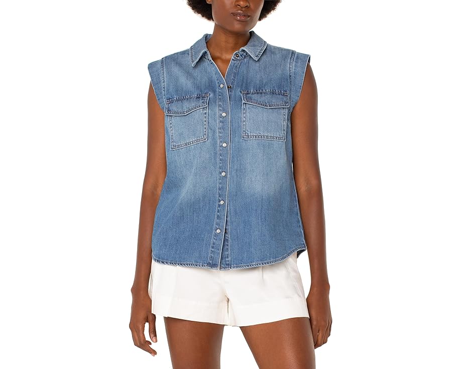 ノンスリーブ ポロシャツ ロサンゼルス レディース 【 LIVERPOOL LOS ANGELES SLEEVELESS SHIRT WITH POCKETS / POLO 】 レディースファッション トップス Tシャツ カットソー