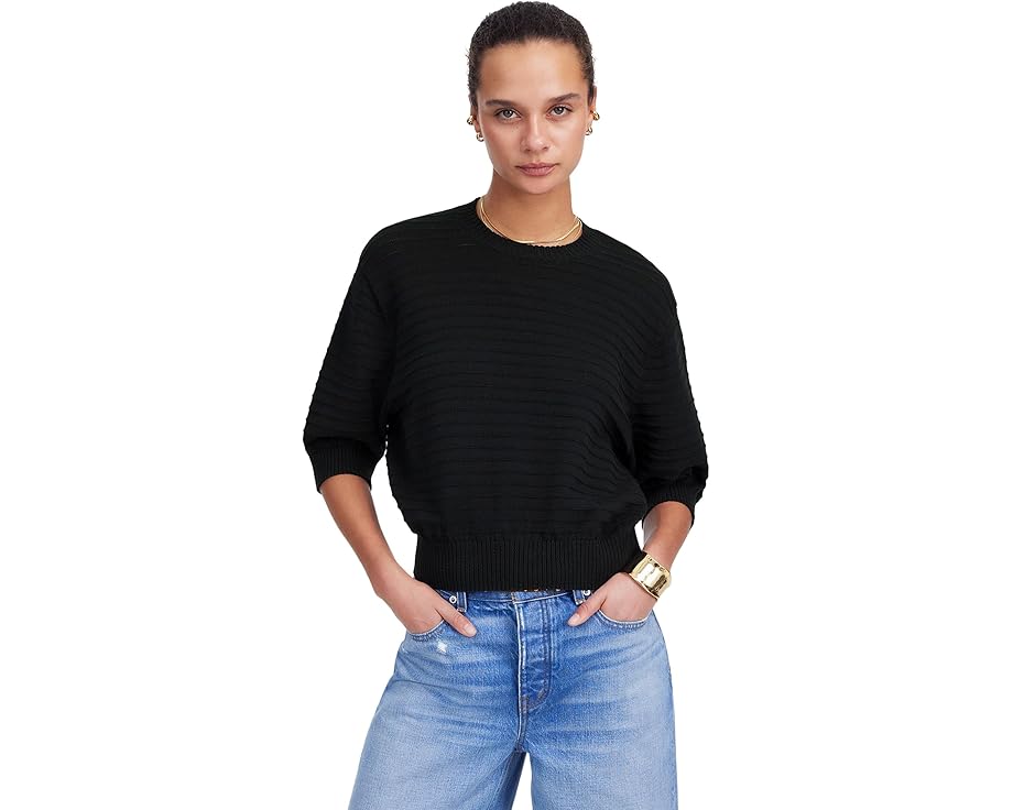 メイドウェル スリーブ Tシャツ クリーム 紺色 ネイビー ストライプ 半袖 レディース 【 MADEWELL ELLA SHORT SLEEVE STITCH SHRUNKEN TEE / CREAM NAVY STRIPE 】 レディースファッション トップス カットソー|スニケス