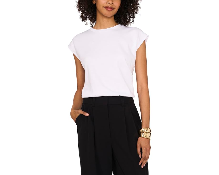 ヴィンスカムート ノンスリーブ ウルトラ 白色 ホワイト レディース 【 VINCE CAMUTO CROPPED SLEEVELESS TOP WITH ELASTIC HEM / ULTRA WHITE 1 】 レディースファッション トップス Tシャツ カットソー｜スニケス