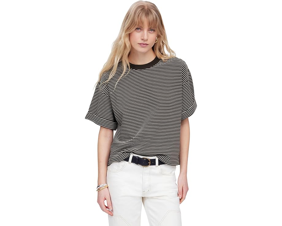 メイドウェル スリーブ スウェットシャツ トレーナー ストライプ 半袖 レディース 【 MADEWELL SHORT SLEEVE SWEATSHIRT STYLE STRIPE / DARK SURPLUS 】 レディースファッション トップス Tシャツ カットソー