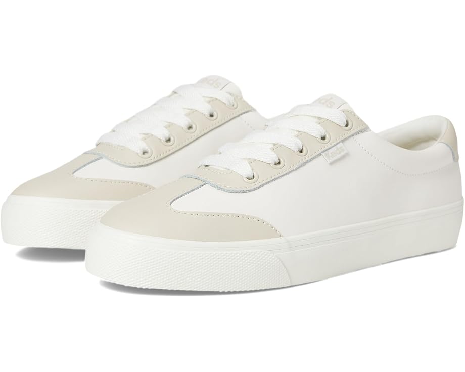 ケッズ キック 白色 ホワイト レザー スニーカー レディース 【 KEDS JUMP KICK T-TOE / SNOW WHITE OATMEAL LEATHER 】