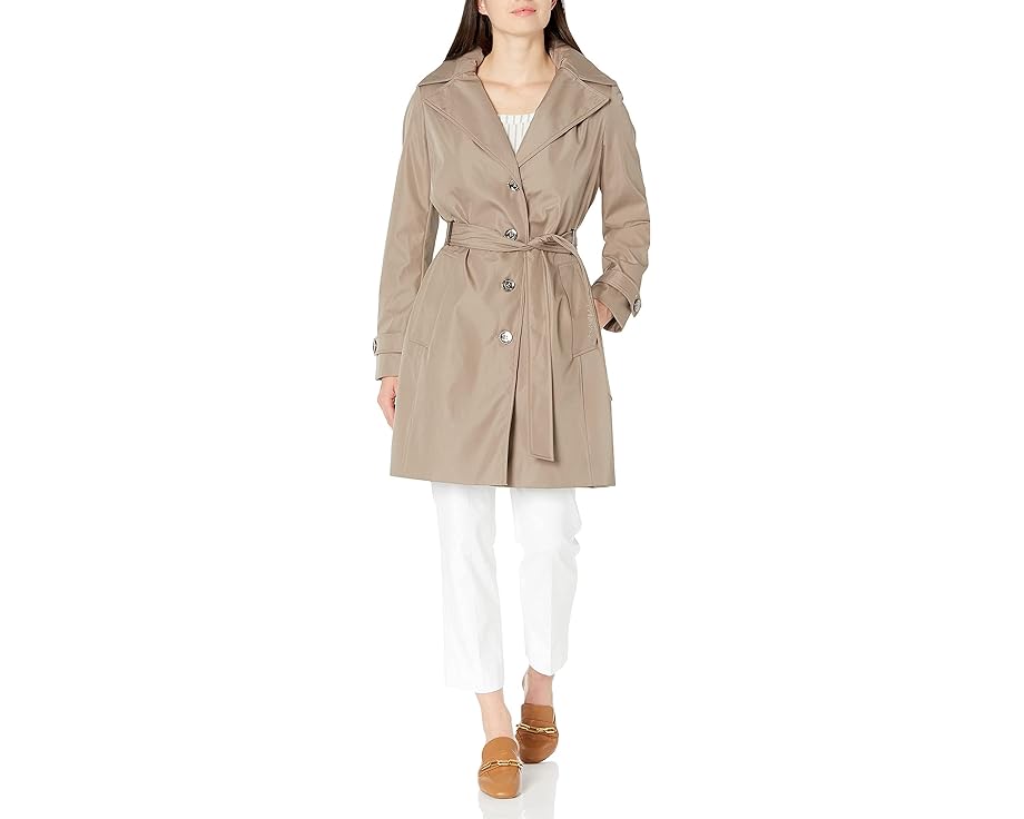 カルバンクライン ジャケット レインジャケット レディース 【 CALVIN KLEIN SINGLE BREASTED BELTED RAIN JACKET WITH REMOVABLE HOOD / 】
