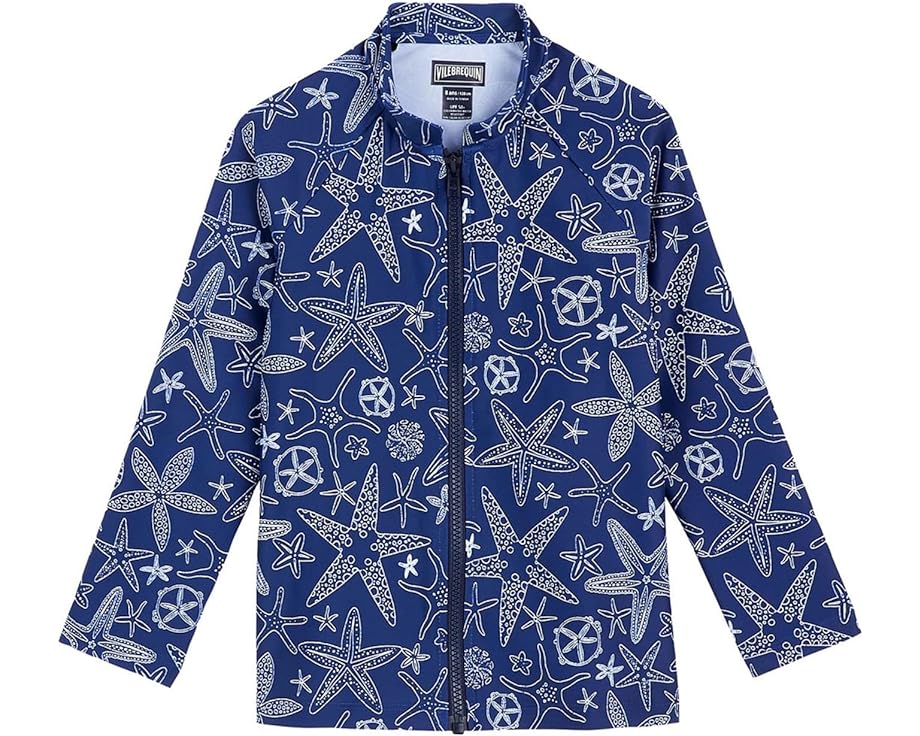 外殻 \u0026 お坊っちゃん キッズ 【 VILEBREQUIN KIDS STARLETT SHELL GINKO-Z RASHGUARD / BLEU MARINE 】 もの言う花 マタニティ 水泳着