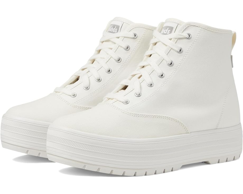 ケッズ ミッド 白色 ホワイト レディース 【 KEDS THE PLATFORM MID LUG / SNOW WHITE CANVAS 】 ブーツ