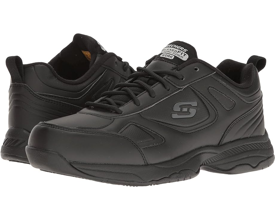 スケッチャーズ 細工物 スケッチャーズ 黒いこと 黒いこと なめし革 スニーカー メンズ 【 SKECHERS WORK DIGHTON / BLACK SYNTHETIC LEATHER 】