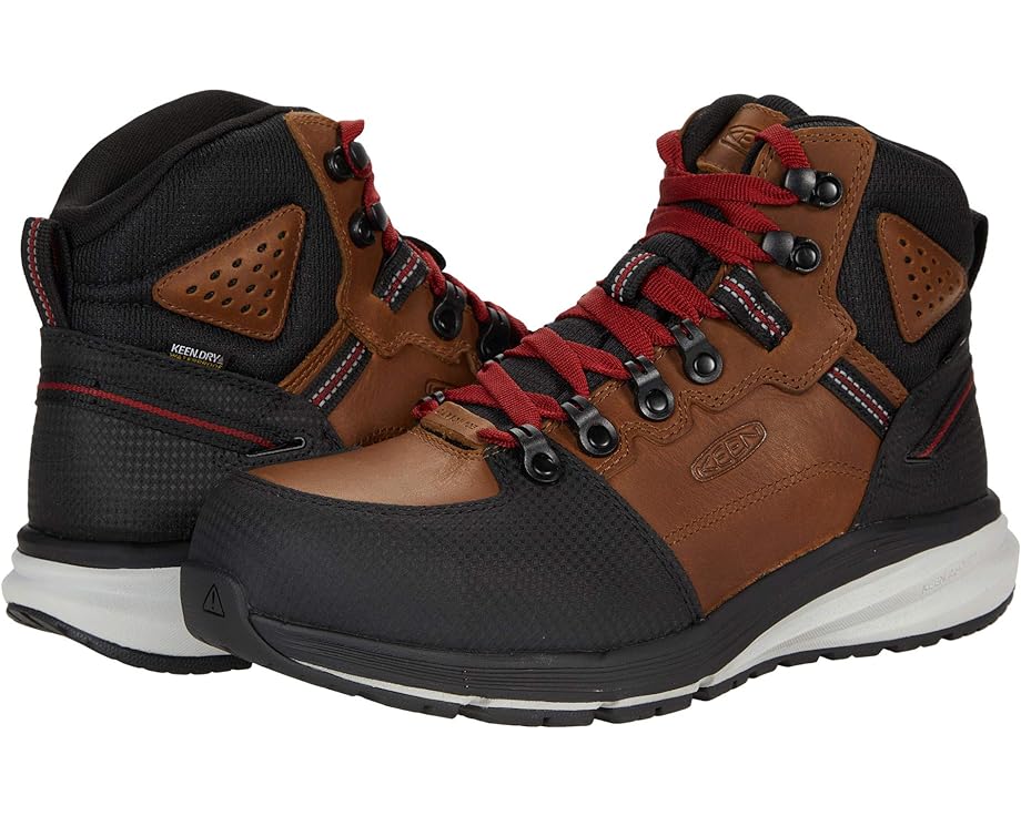 キーン ユーティリティ 赤 レッド ミッド タバコ 黒色 ブラック メンズ 【 KEEN UTILITY RED HOOK MID WATERPROOF / TOBACCO BLACK 】 ブーツ｜スニケス
