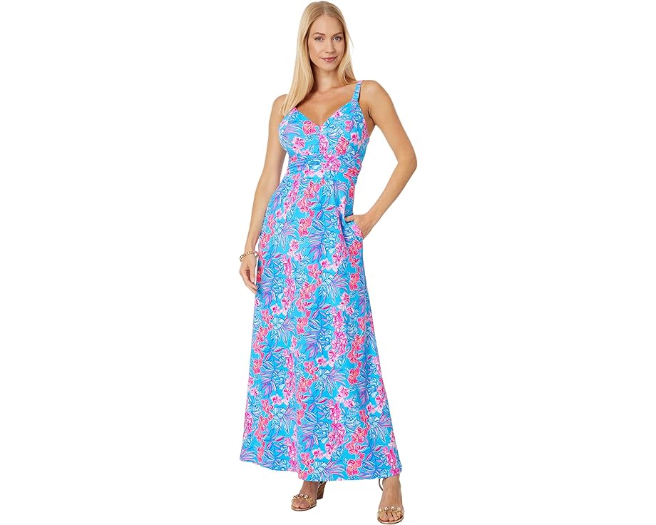 リリーピュリッツァー ブレイク ドレス 青色 ブルー マキシドレス レディース 【 LILLY PULITZER BLAKE MAXI DRESS / CUMULUS BLUE ORCHID OASIS 】 レディースファッション