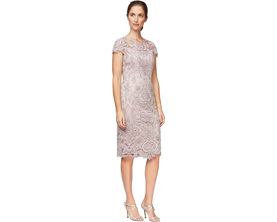 アレックスイブニングス キャップ キャップ 帽子 スリーブ ドレス ローズ レディース 【 ALEX EVENINGS SHORT EMBROIDERED CAP SLEEVE DRESS / ROSE 】 レディースファッション 37,115円