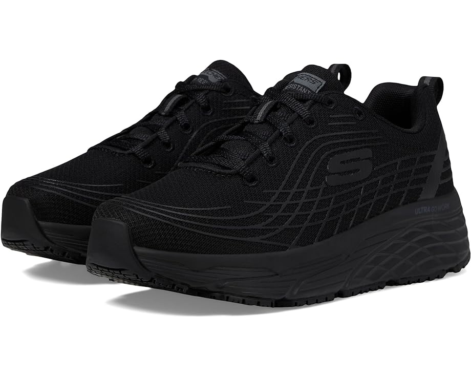 スケッチャーズ 細工物 スケッチャーズ マックス エリート 黒いこと 黒いこと スニーカー レディース 【 SKECHERS WORK MAX CUSHIONING ELITE SR / BLACK 】 スニーカー-レディース靴-靴