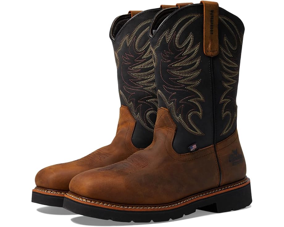 ソロ好ましい 黒いこと 黒いこと クレイジー ズボン ボトムス メンズ 【 THOROGOOD AMERICAN HERITAGE SQUARE TOE WELLINGTON SAFETY WATERPROOF / BLACK UPPER CRAZY HORSE BOTTOM 】 ブーツ