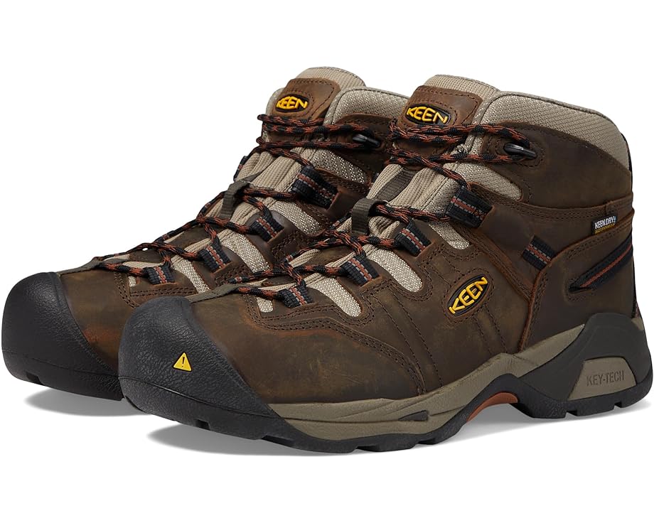キーン ユーティリティ デトロイト ミッド 黒色 ブラック オリーブ レザー 茶色 ブラウン メンズ 【 KEEN UTILITY DETROIT XT MID SOFT TOE WATERPROOF / BLACK OLIVE LEATHER BROWN 】 ブーツ|スニケス
