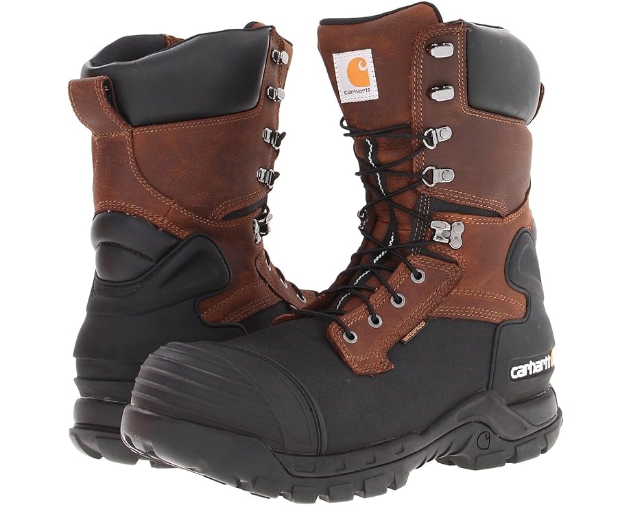 鉄道車両ハート形 ブーツ 赤銅色 赤銅色 なめし革 10\" メンズ 【 CARHARTT CMC1259 PAC SAFETY TOE BOOT / BROWN OIL TANNED LEATHER 】"