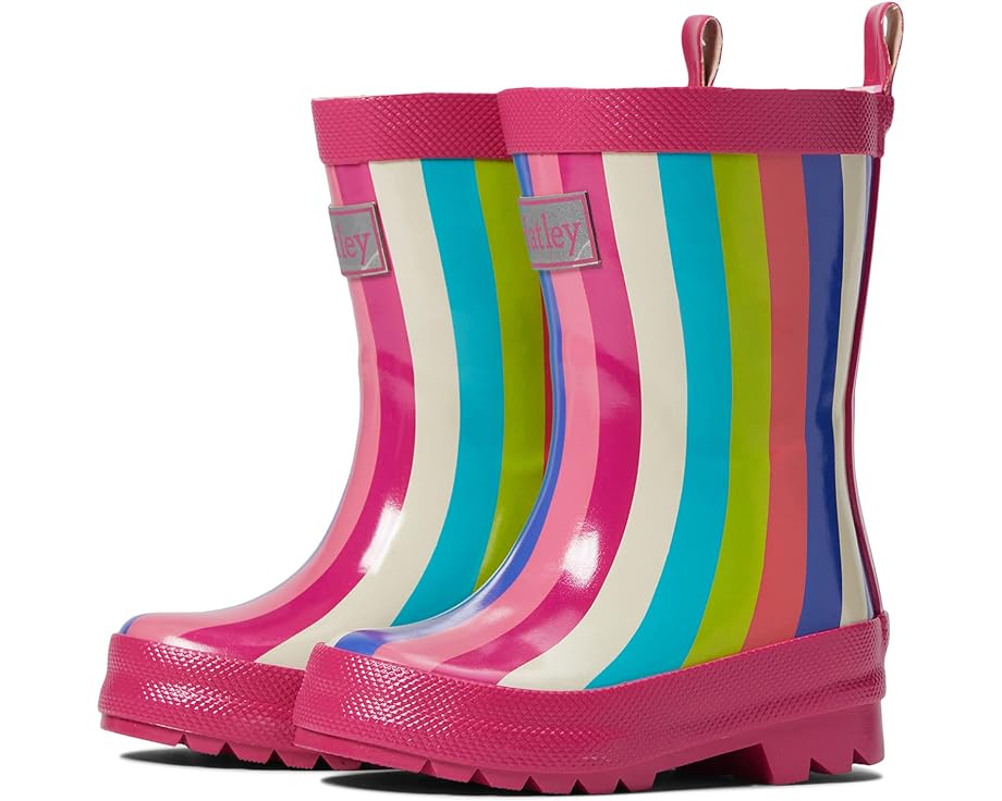 ハットレイ 虹色 レインボー ブーツ ピンク ジュニア キッズ 【 HATLEY KIDS RAINBOW STRIPES SHINY RAIN BOOTS / PINK 】 ベビー マタニティ