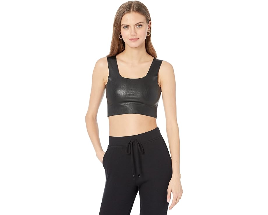 コマンドー レザー クロップ 黒色 ブラック クロップトップ レディース 【 COMMANDO FAUX LEATHER SQUARE NECK CROP TOP / BLACK 】 レディースファッション トップス Tシャツ カットソー｜スニケス