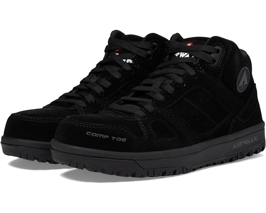エアウォーク ミッド 黒色 ブラック スニーカー レディース 【 AIRWALK WORK MONGO MID COMP TOE EH SR / BLACK 】｜スニケス