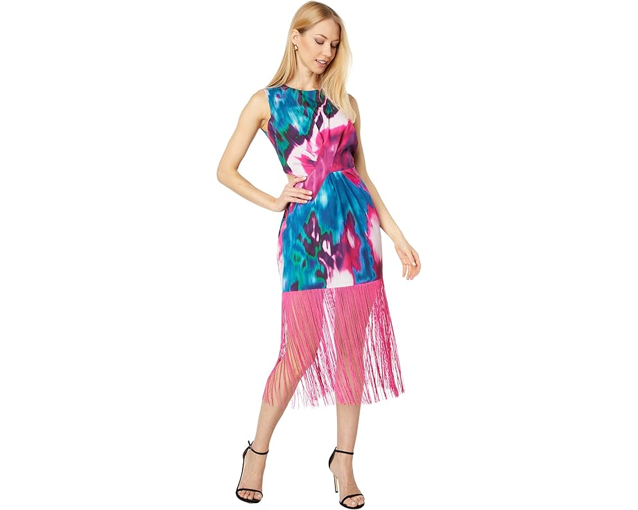 ドレス レディース 【 ONE33 SOCIAL PLEATED FRONT FRINGE DRESS / FUCHSIA MULTI 】 レディースファッション