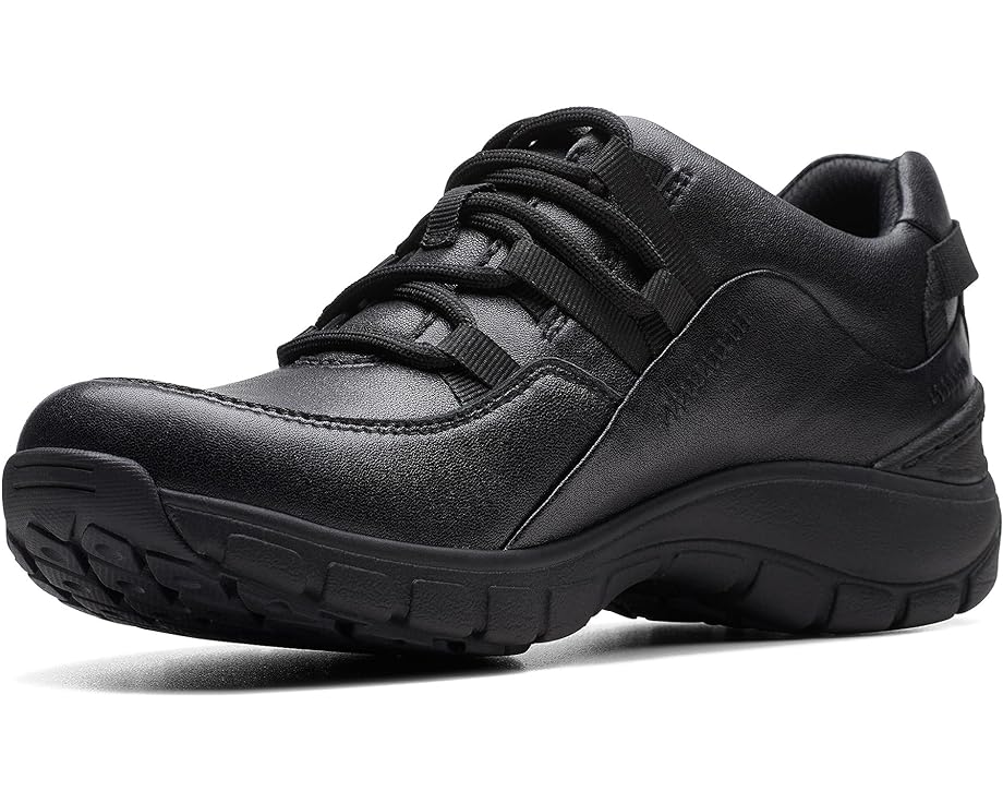クラークス ウェーブ ウェイブ 黒色 ブラック レザー スニーカー レディース 【 CLARKS WAVE RANGE / BLACK LEATHER 】
