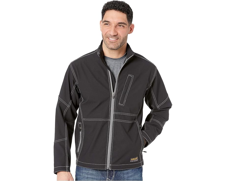 アリアット ジャケット 黒色 ブラック SOFTシェルジャケット メンズ 【 ARIAT REBAR STRETCH CANVAS SOFTSHELL JACKET / BLACK 】 メンズファッション コート|スニケス