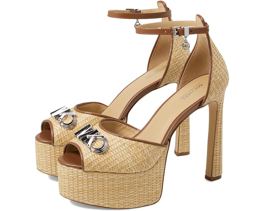 マイケルマイケルコース ポンプ ナチュラル レディース 【 MICHAEL MICHAEL KORS MARTINA PEEP TOE PUMP / NATURAL LUGGAGE 】 パンプス