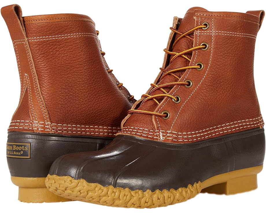 ブーツ なめし革 赤銅色 赤銅色 L.L.BEAN 8\" メンズ 【 BEAN BOOT TUMBLED LEATHER PRIMALOFT SHEARLING LINED / TAN BEAN BOOT BROWN GUM 】"
