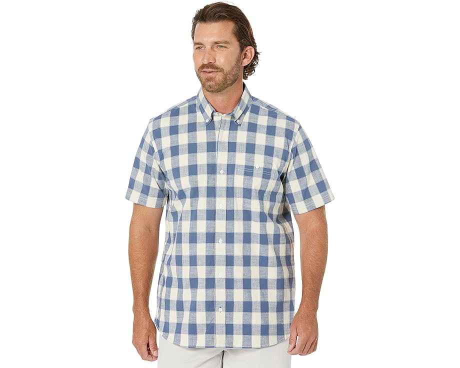スリーブ ビンテージ ヴィンテージ 藍色 インディゴ L.L.BEAN 半袖 メンズ 【 COMFORT STRETCH CHAMBRAY SHIRT SHORT SLEEVE TRADITIONAL FIT PLAID - TALL / VINTAGE INDIGO 】 メンズファッション トップス Tシャツ カッ