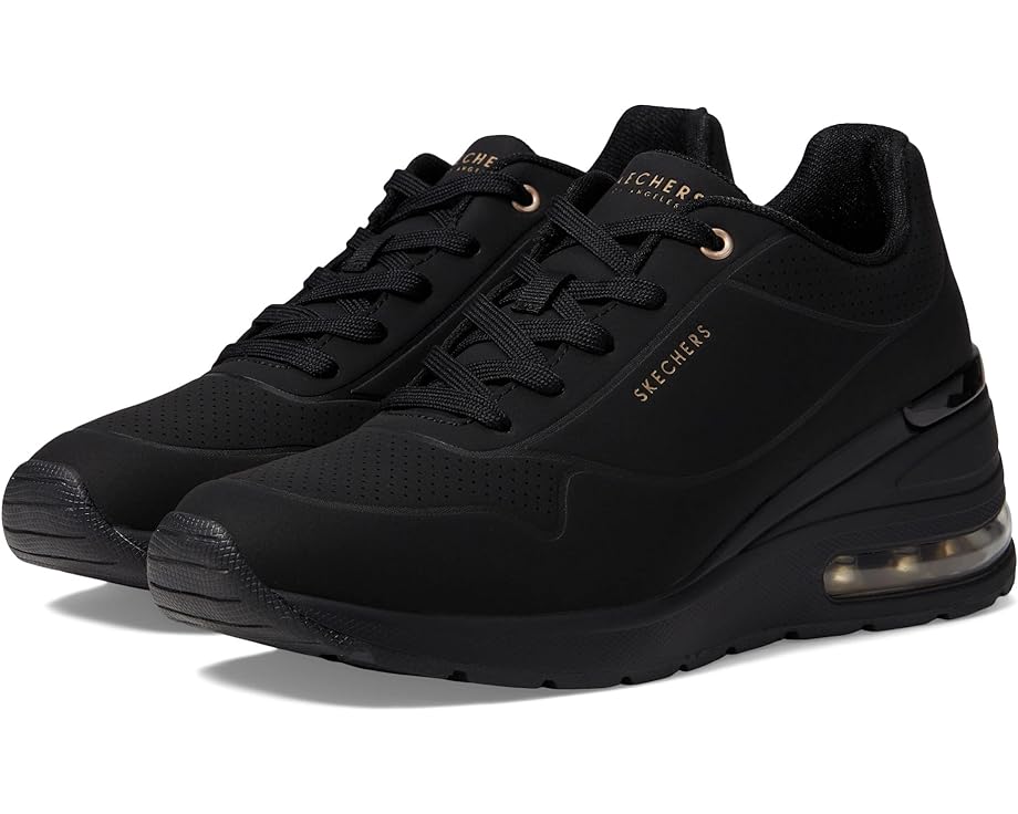 スケッチャーズ 黒いこと 黒いこと スニーカー レディース 【 SKECHERS MILLION AIR - ELEVATED / BLACK BLACK 】