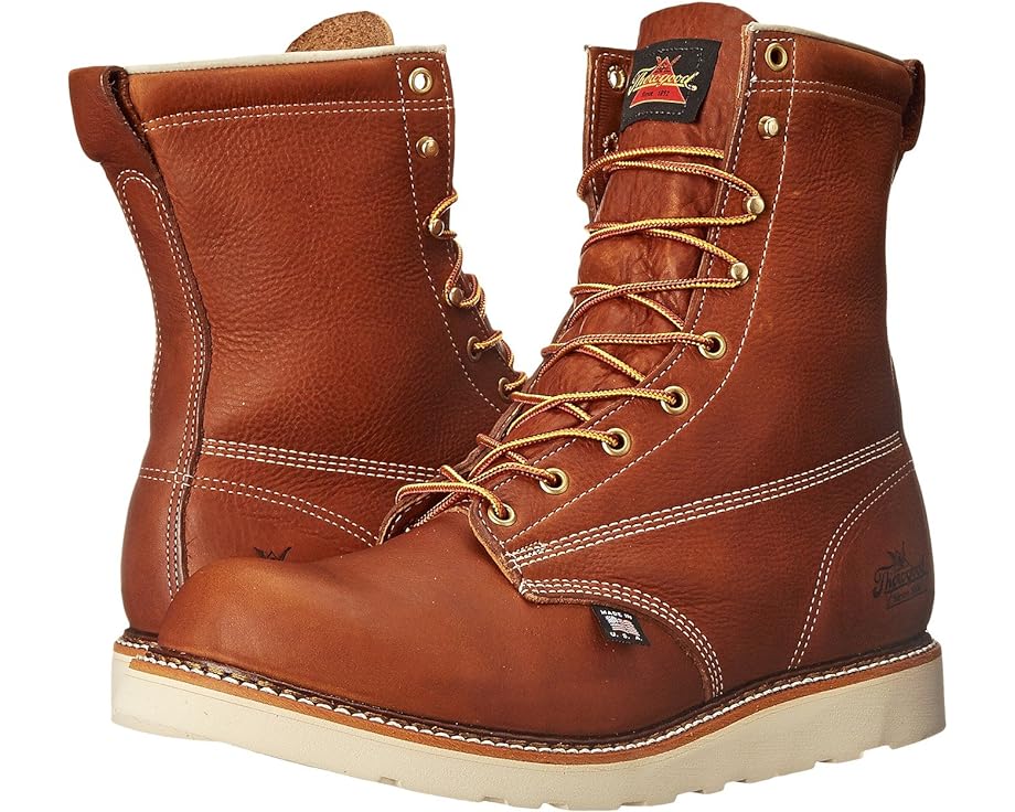 ソロ好ましい 葉巻きタバコ 8\" メンズ 【 THOROGOOD AMERICAN HERITAGE ROUND TOE / TOBACCO 】 ブーツ"