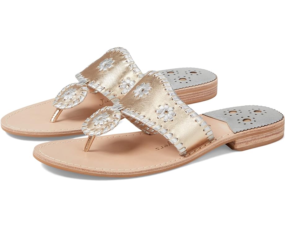 ジャックロジャース プラチナム 銀色 シルバー レディース 【 JACK ROGERS JACKS FLAT SANDAL / PLATINUM SILVER METALLIC NAPPA 】 サンダル
