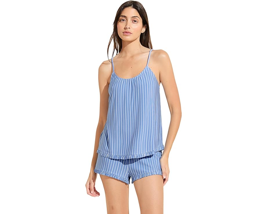 エバージェイ ショーツ ハーフパンツ 青色 ブルー & レディース 【 EBERJEY GISELE PRINTED - THE RUFFLE CAMI SHORTS SET / NORDIC STRIPES VISTA BLUE 】 インナー 下着 ナイトウエア ナイト ルーム パジャマ｜スニケス 27,477円
