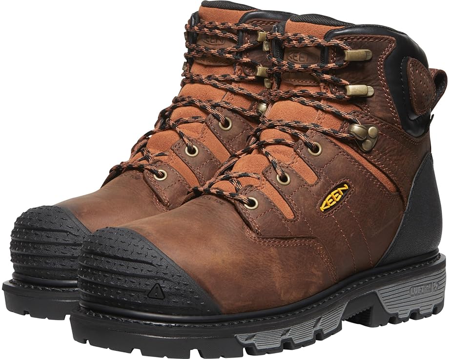 キーン ありがた味 なめし革 赤銅色 赤銅色 黒いこと 黒いこと 6\" メンズ 【 KEEN UTILITY CAMDEN WATERPROOF INTERNAL MET / LEATHER BROWN BLACK 】 ブーツ"