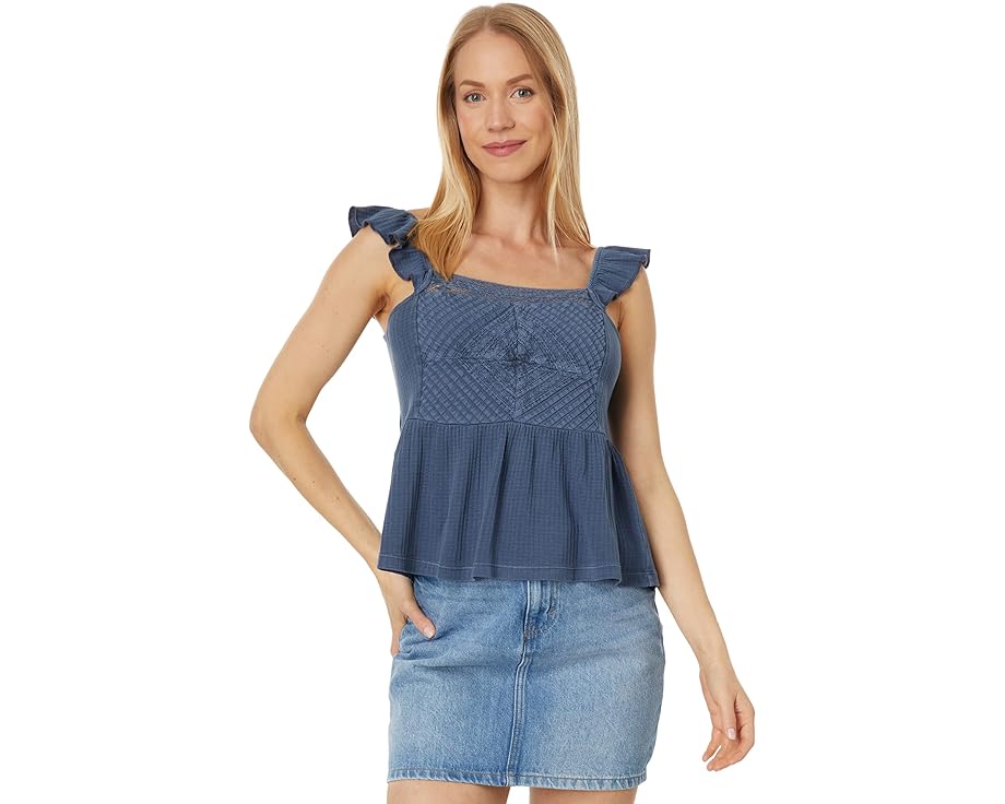 ラッキーブランド 貯蔵タンクいの一番 ジーンズ レディース 【 LUCKY BRAND TEXTURED YOKE PEPLUM TANK / DARK DENIM 】 レディース流行り物 トップス ティーシャツ カットソー
