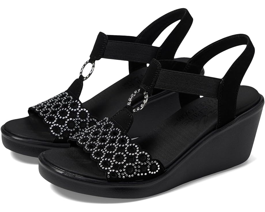 スケッチャーズ 黒色 ブラック 銀色 シルバー レディース 【 SKECHERS RUMBLE ON - QUEEN B2 / BLACK SILVER 】 パンプス|スニケス