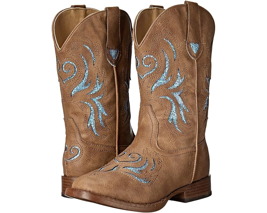 ローパー ブーツ 御坊っちゃん キッズ 【 ROPER KIDS GLITTER BREEZE SQUARE TOE BOOT / TAN 】 もの言う花 マタニティ ブーツ-キッズファッション-キッズ・ベビー・マタニティ