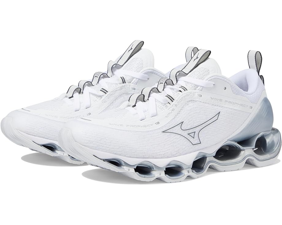 ミズノ ウェーブ ウェイブ プロフェシー サーティーン 白色 ホワイト 灰色 グレー スニーカー レディース 【 MIZUNO WAVE PROPHECY 13 / WHITE METALLIC GREY 】｜スニケス