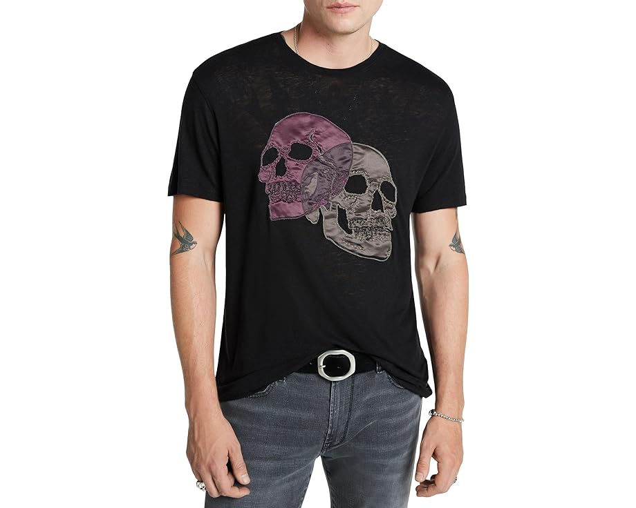 ジョンバルバトス スター スリーブ クルー Tシャツ 黒色 ブラック 半袖 メンズ 【 JOHN VARVATOS SHORT SLEEVE CREW TEE - DOUBLE SKULL KG6465Z4 / BLACK 】 メンズファッション トップス カットソー｜スニケス