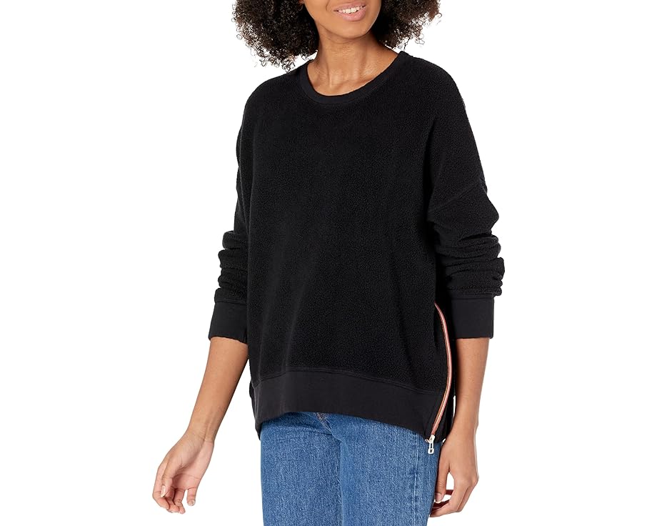 トレーナー 調教師 黒いこと 黒いこと レディース 【 SUNDRY FAUX SHERPA SWEATSHIRT / BLACK 】 レディース流行り物 トップス